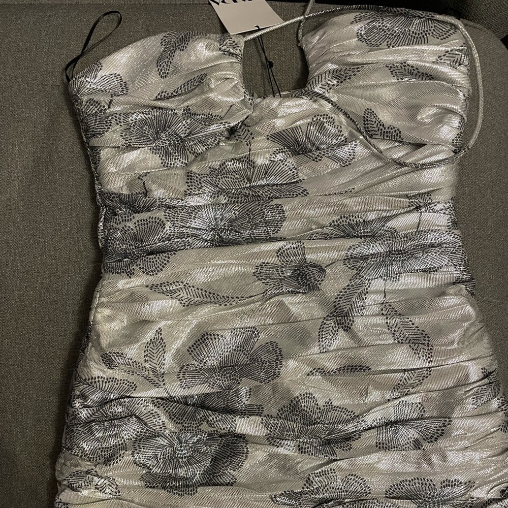 Zara Dress draped with metallic thread